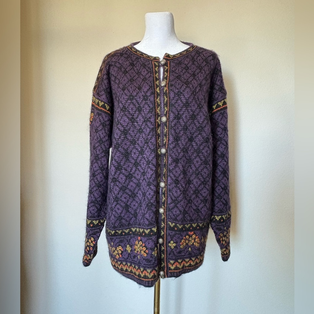 Purple Dale of Norway button up wool sweater large